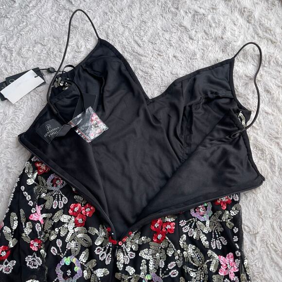 New Adrianna Papell beaded sequin floral gown maxi slip dress formal long prom - Picture 7 of 15